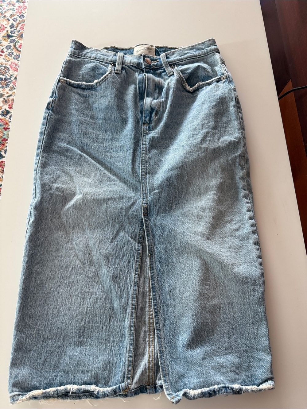Universal Thread Light Blue Denim Straight-Silhouette Skirt